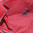 BURBERRY Tote Bag Leather Red Gold Auth 125684-10