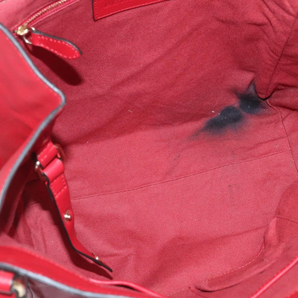 BURBERRY Tote Bag Leather Red Gold Auth 125684