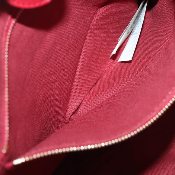 BURBERRY Tote Bag Leather Red Gold Auth 125684