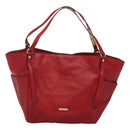 BURBERRY Tote Bag Leather Red Gold Auth 125684-13