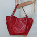 BURBERRY Tote Bag Leather Red Gold Auth 125684-22
