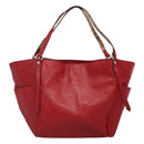 BURBERRY Tote Bag Leather Red Gold Auth 125684-2