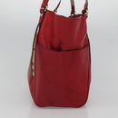 BURBERRY Tote Bag Leather Red Gold Auth 125684-3