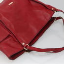 BURBERRY Tote Bag Leather Red Gold Auth 125684-6