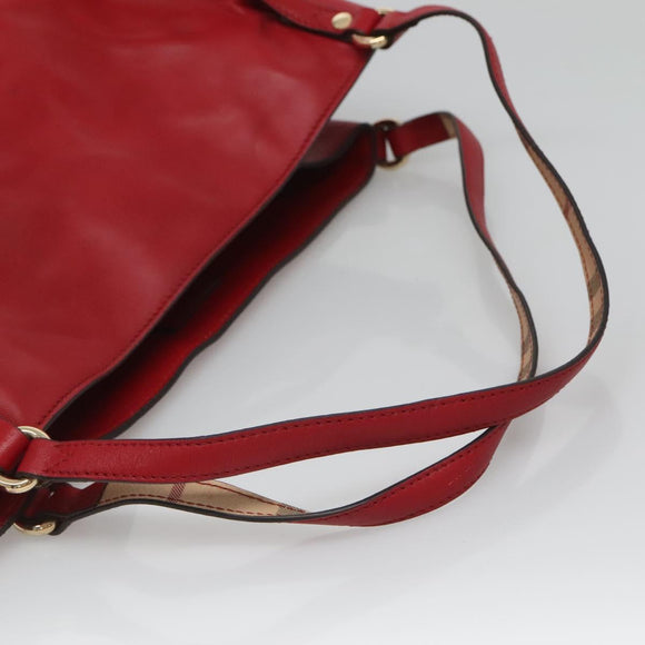 BURBERRY Tote Bag Leather Red Gold Auth 125684