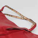 BURBERRY Tote Bag Leather Red Gold Auth 125684-8