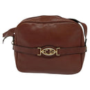 Christian Dior Shoulder Bag Leather Brown Gold Auth 125686-13