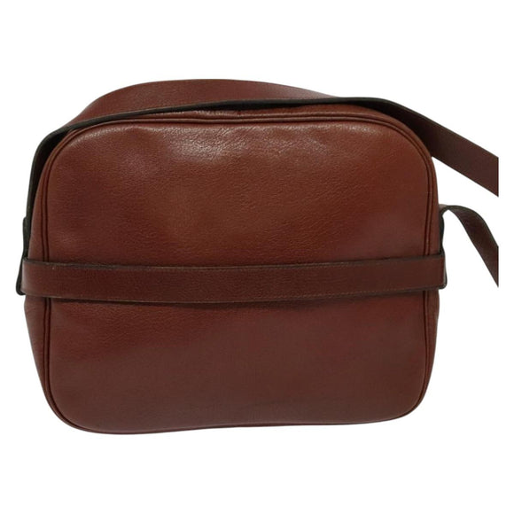 Christian Dior Shoulder Bag Leather Brown Gold Auth 125686