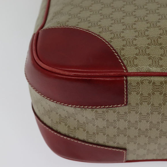 CELINE Macadam Canvas Shoulder Bag Beige Gold Auth 125691