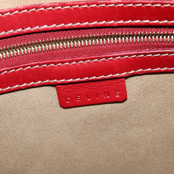 CELINE Macadam Canvas Shoulder Bag Beige Gold Auth 125691