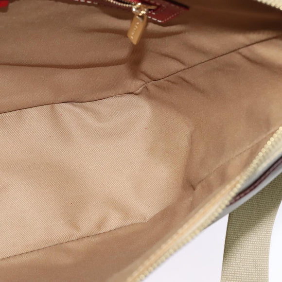 CELINE Macadam Canvas Shoulder Bag Beige Gold Auth 125691