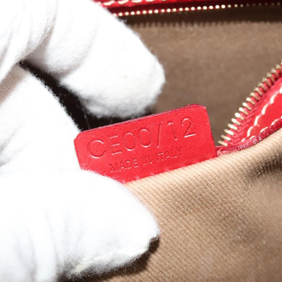 CELINE Macadam Canvas Shoulder Bag Beige Gold Auth 125691