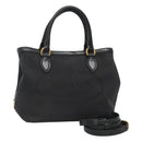 PRADA Hand Bag Canvas 2way Black Gold Auth 125699-1