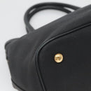 PRADA Hand Bag Canvas 2way Black Gold Auth 125699-16
