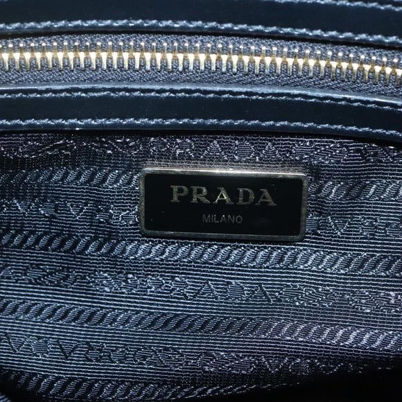 PRADA Hand Bag Canvas 2way Black Gold Auth 125699