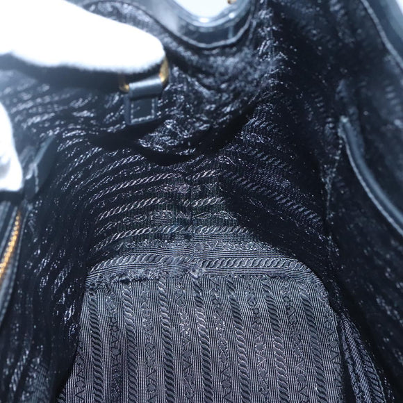 PRADA Hand Bag Canvas 2way Black Gold Auth 125699