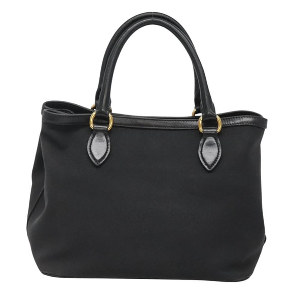PRADA Hand Bag Canvas 2way Black Gold Auth 125699