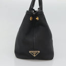 PRADA Hand Bag Canvas 2way Black Gold Auth 125699-3