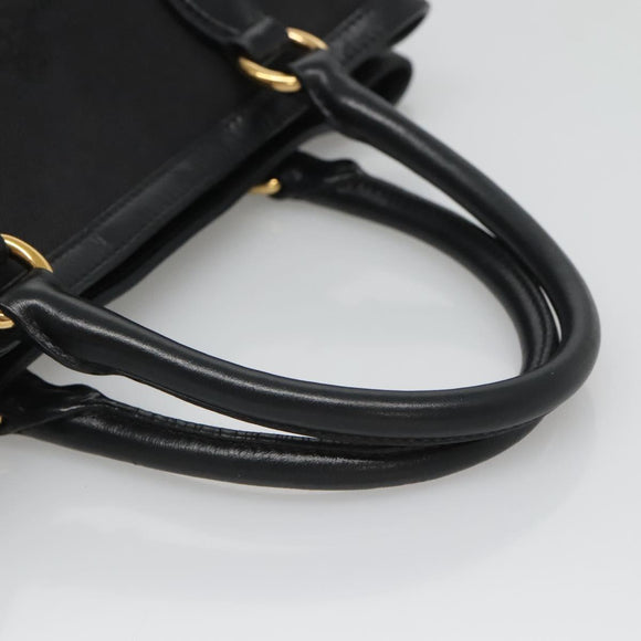 PRADA Hand Bag Canvas 2way Black Gold Auth 125699