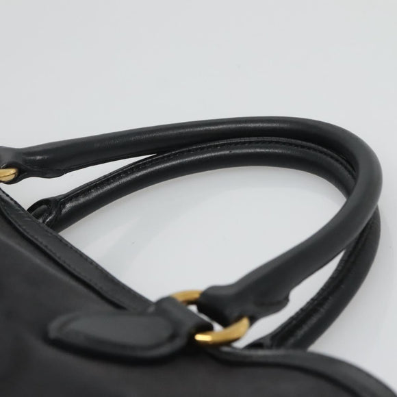 PRADA Hand Bag Canvas 2way Black Gold Auth 125699