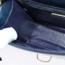 PRADA Shoulder Bag Leather Navy Gold Auth 125700-19