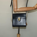PRADA Shoulder Bag Leather Navy Gold Auth 125700-21