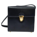 PRADA Shoulder Bag Leather Navy Gold Auth 125700-13