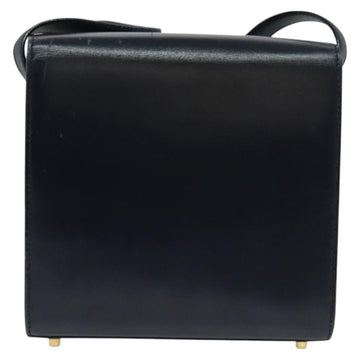 PRADA Shoulder Bag Leather Navy Gold Auth 125700 - 0