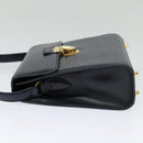 PRADA Shoulder Bag Leather Navy Gold Auth 125700-3