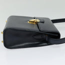 PRADA Shoulder Bag Leather Navy Gold Auth 125700-4