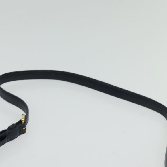 PRADA Shoulder Bag Leather Navy Gold Auth 125700