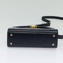 PRADA Shoulder Bag Leather Navy Gold Auth 125700-5