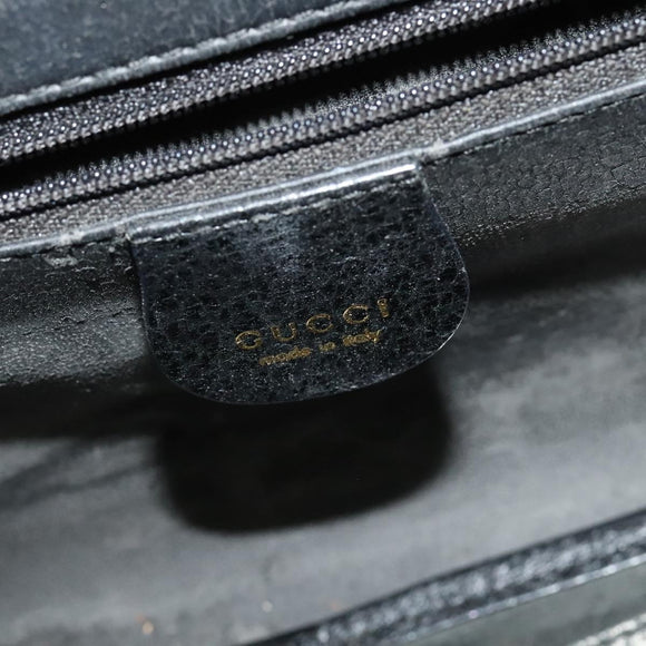 GUCCI Bamboo Hand Bag Leather 2way Black Gold 013 2122 2491 Auth 125704
