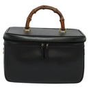 GUCCI Bamboo Hand Bag Leather 2way Black Gold 013 2122 2491 Auth 125704-2
