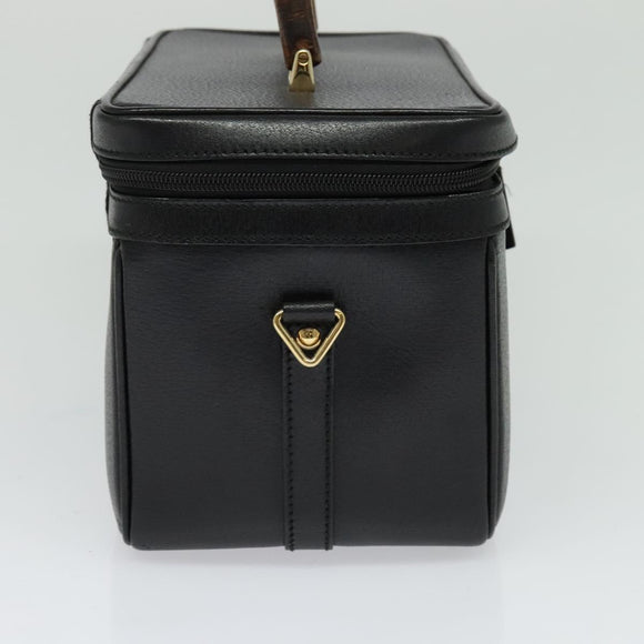 GUCCI Bamboo Hand Bag Leather 2way Black Gold 013 2122 2491 Auth 125704