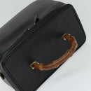 GUCCI Bamboo Hand Bag Leather 2way Black Gold 013 2122 2491 Auth 125704-6