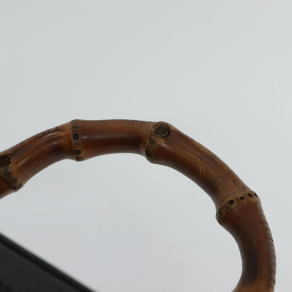 GUCCI Bamboo Hand Bag Leather 2way Black Gold 013 2122 2491 Auth 125704