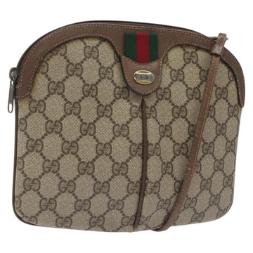 GUCCI GG Supreme Web Sherry Line Bag PVC Beige Gold 904 02 047 Auth 125707