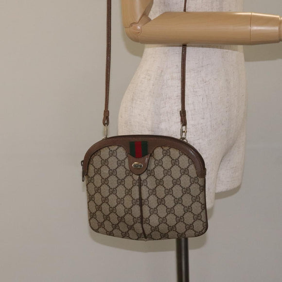 GUCCI GG Supreme Web Sherry Line Bag PVC Beige Gold 904 02 047 Auth 125707