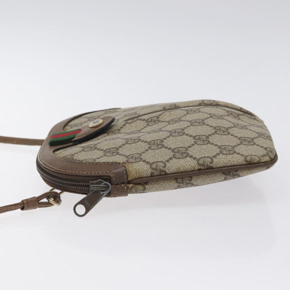 GUCCI GG Supreme Web Sherry Line Bag PVC Beige Gold 904 02 047 Auth 125707