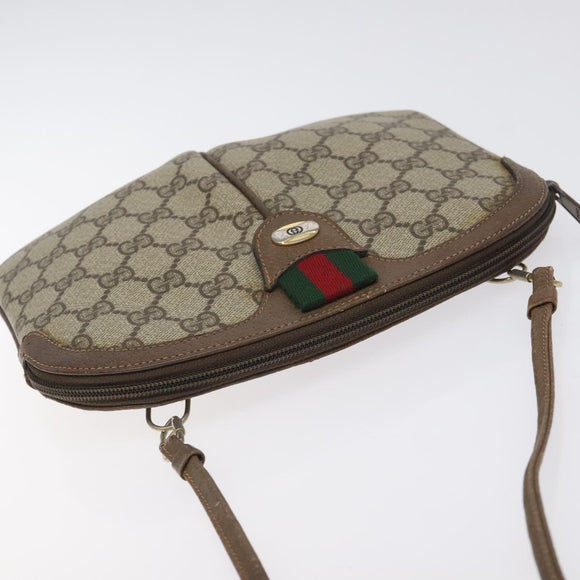 GUCCI GG Supreme Web Sherry Line Bag PVC Beige Gold 904 02 047 Auth 125707