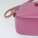 Salvatore Ferragamo Chain Shoulder Bag Safiano Leather Pink Gold Auth 125710-9