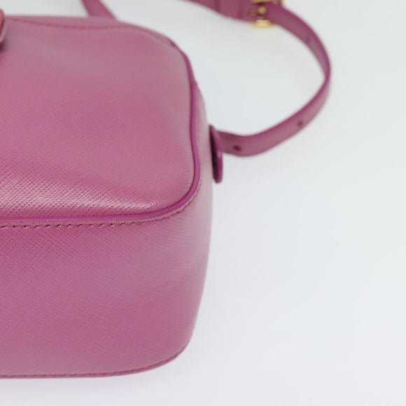 Salvatore Ferragamo Chain Shoulder Bag Safiano Leather Pink Gold Auth 125710