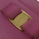 Salvatore Ferragamo Chain Shoulder Bag Safiano Leather Pink Gold Auth 125710-10