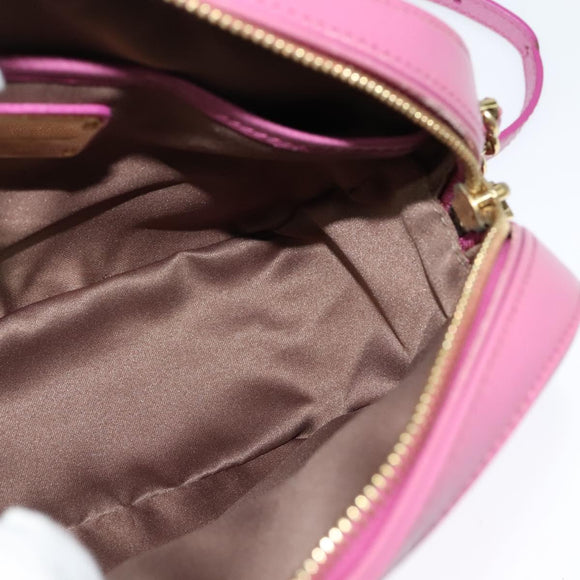 Salvatore Ferragamo Chain Shoulder Bag Safiano Leather Pink Gold Auth 125710