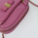 Salvatore Ferragamo Chain Shoulder Bag Safiano Leather Pink Gold Auth 125710-6