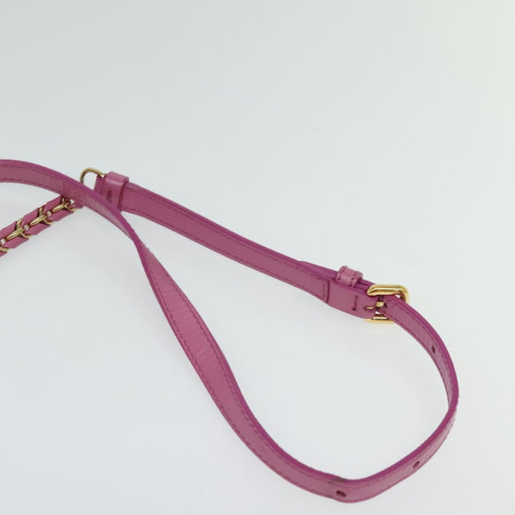 Salvatore Ferragamo Chain Shoulder Bag Safiano Leather Pink Gold Auth 125710