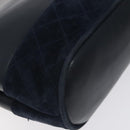 Salvatore Ferragamo Chain Shoulder Bag Leather Navy Gold Auth 125711-14