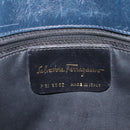 Salvatore Ferragamo Chain Shoulder Bag Leather Navy Gold Auth 125711-12