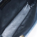 Salvatore Ferragamo Chain Shoulder Bag Leather Navy Gold Auth 125711-10